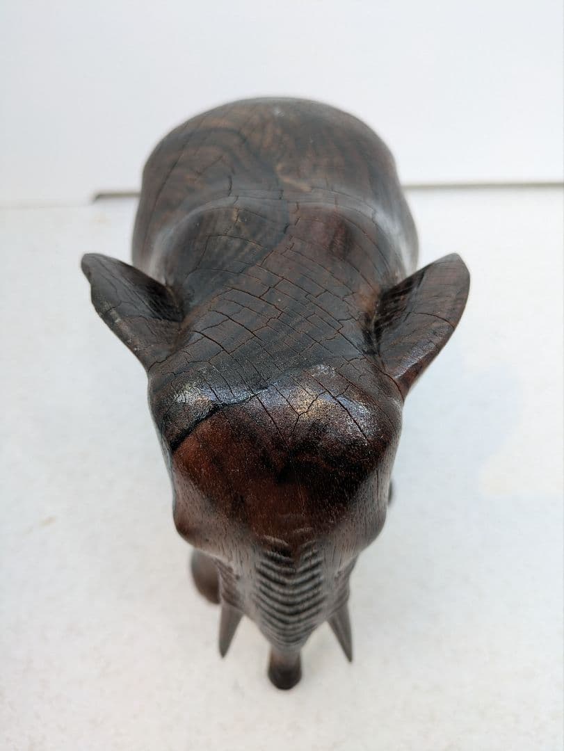 ☆b718、希少 唯一無二の模様 黒柿 象 彫刻 置物