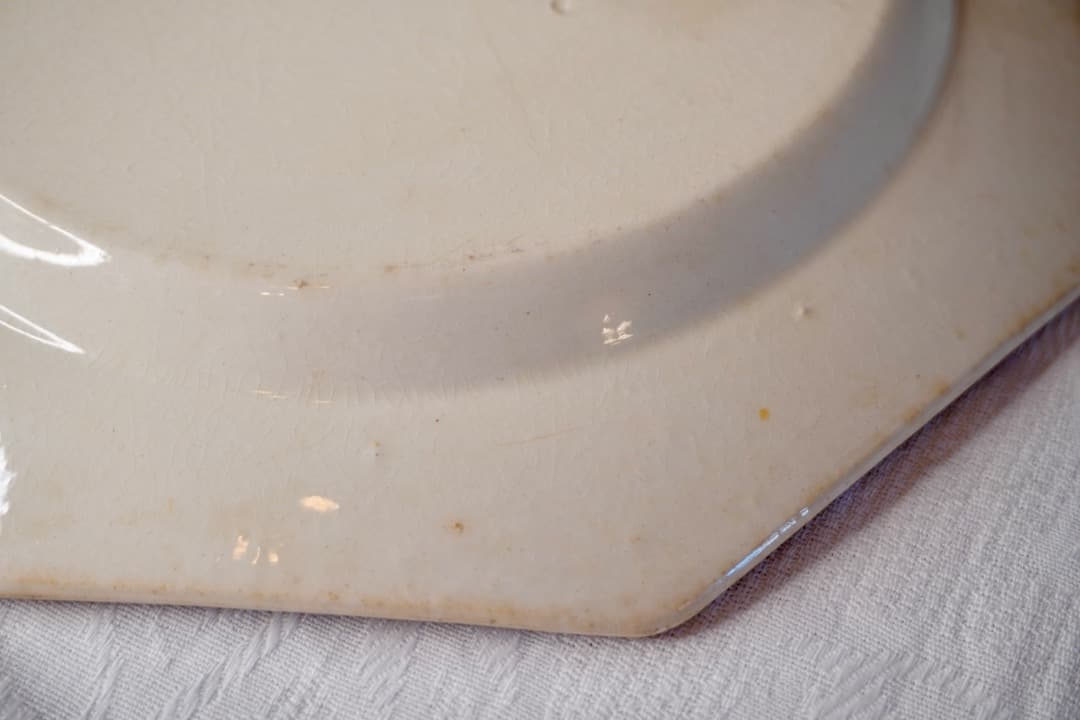 フランス アンティーク クレイユモントロー オクトゴナルプレート 陶器 平皿③