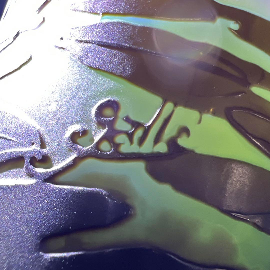 エミール・ガレ　三色酸化腐食彫花瓶　ケース付　鑑定証書付　東Y8-0210☆1F