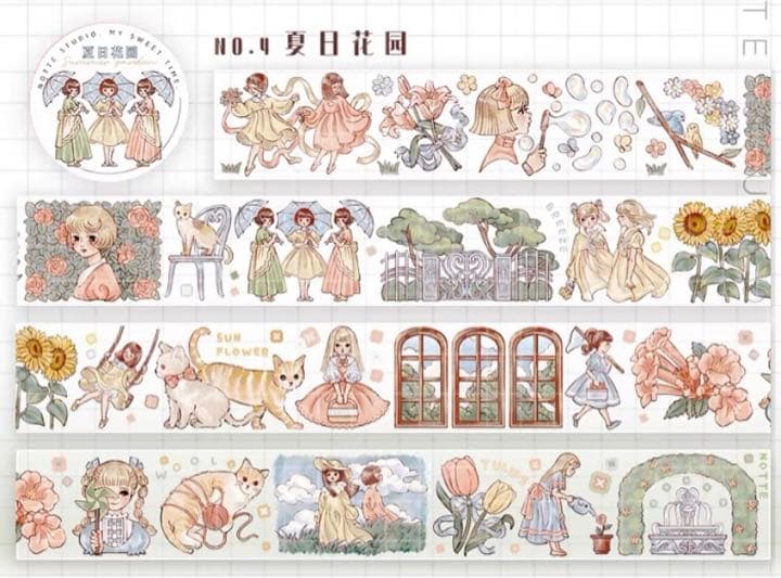 ×海外マスキングテープ 巻売り 4本セット 人物マスキングテープ