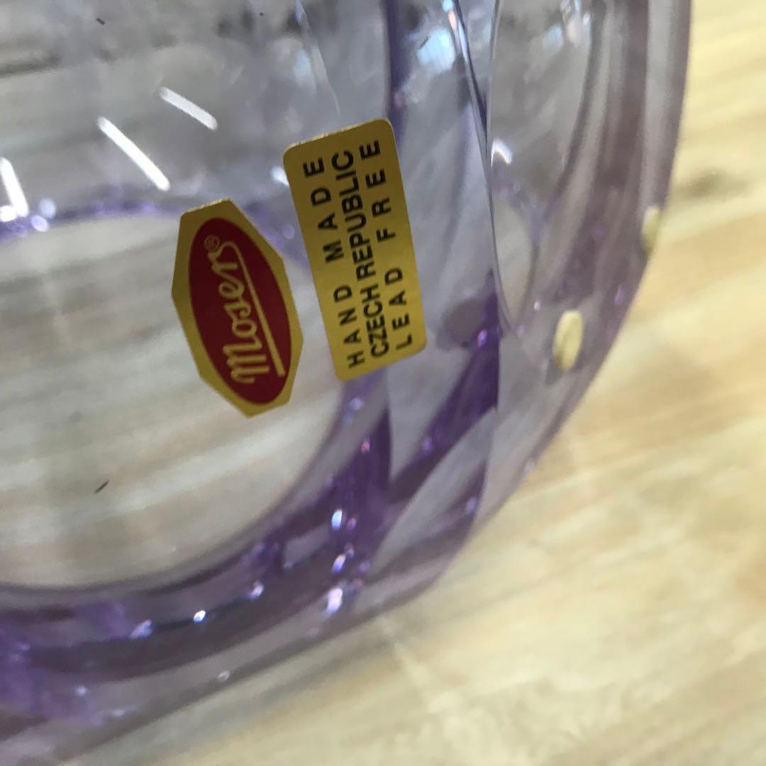 Moser モーゼル クリスタルガラス 置物 紫 パープル