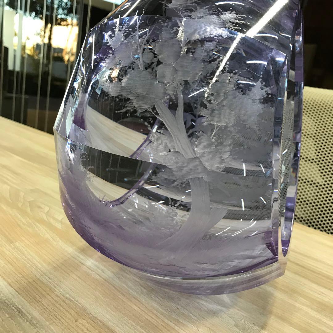 Moser モーゼル クリスタルガラス 置物 紫 パープル