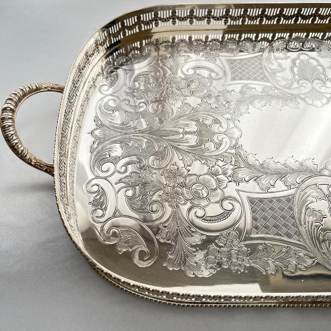 【Viners】 ギャラリートレー 56cm 【シルバープレート】 ハンドル