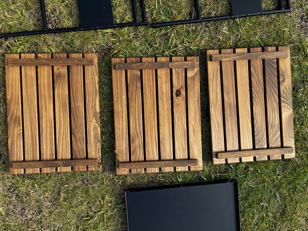 アイアン工房　アイアンテーブル　細板（ブラックマルチプレート付き）