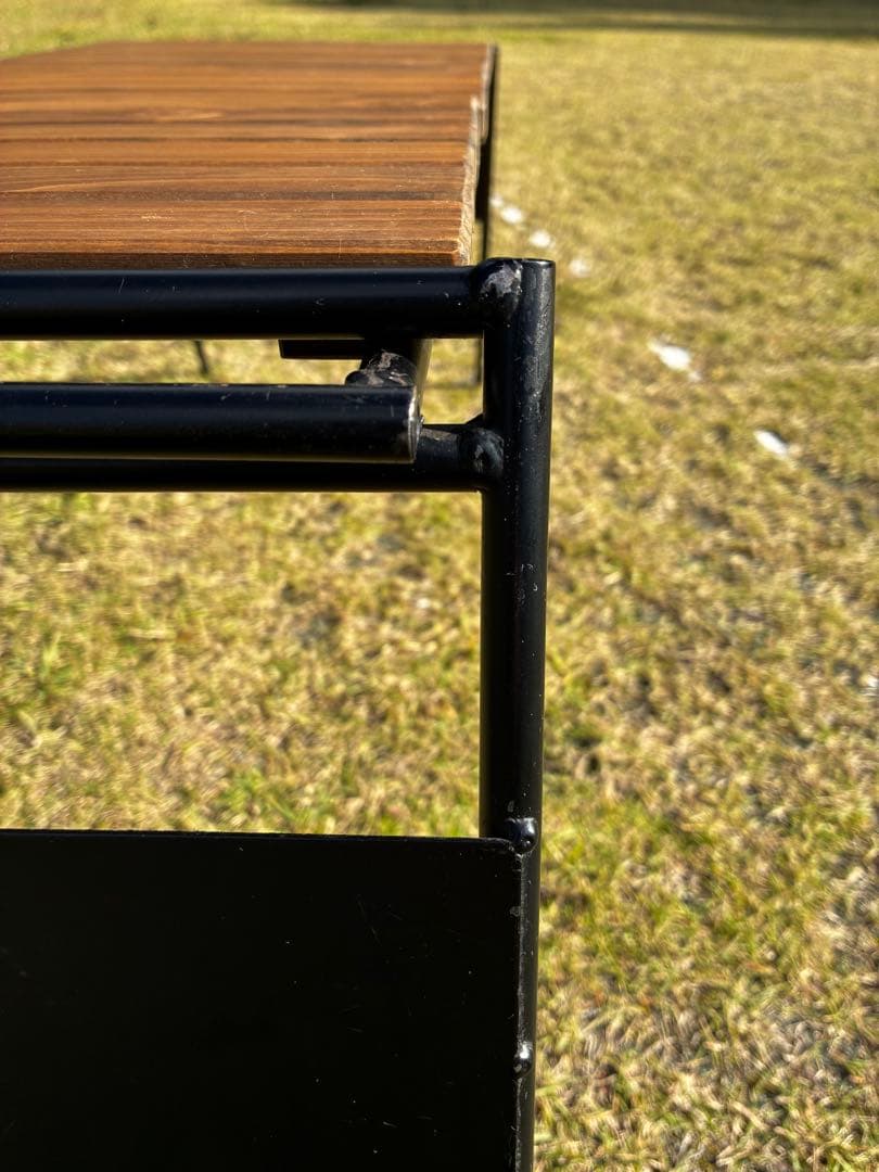 アイアン工房　アイアンテーブル　細板（ブラックマルチプレート付き）