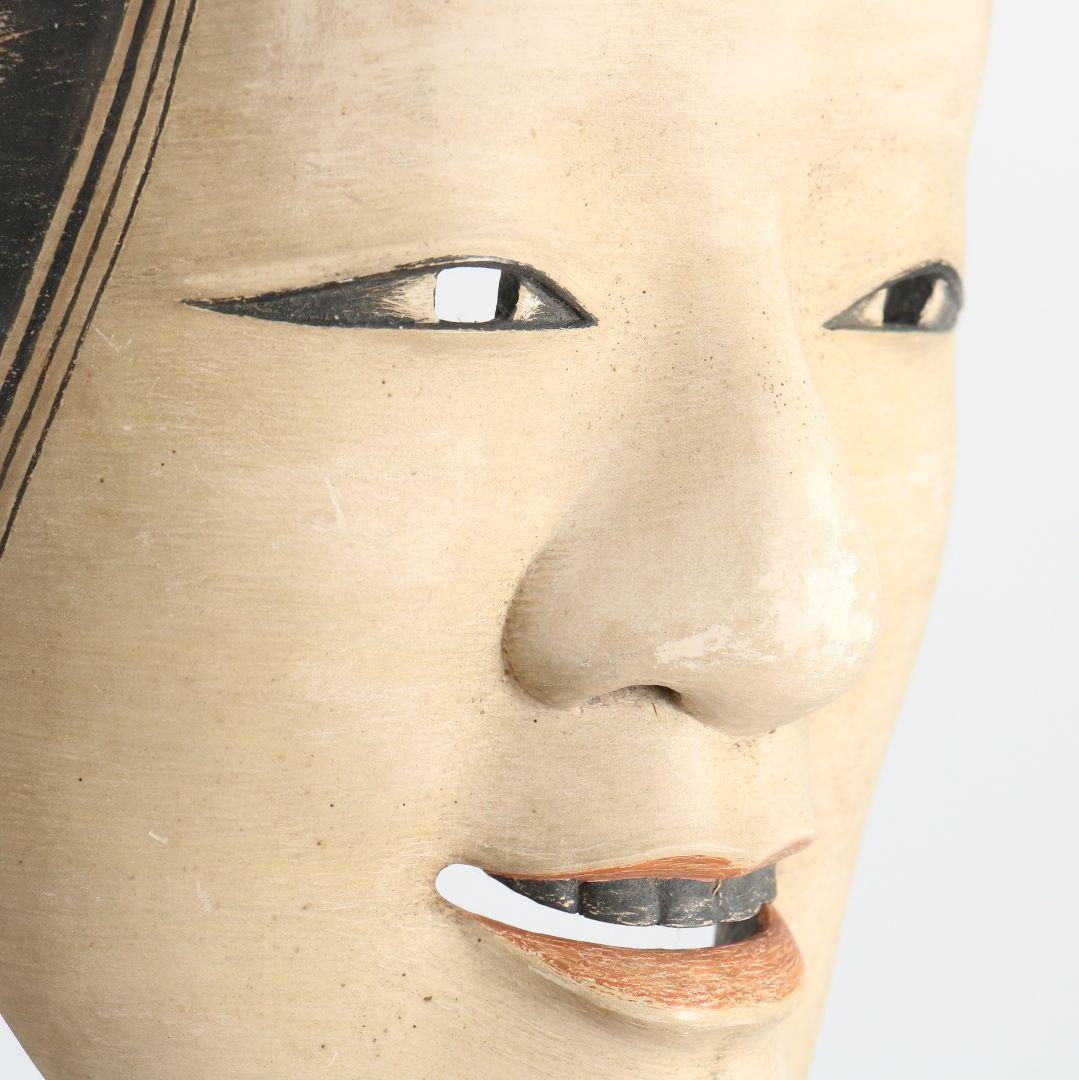 在銘 能面 若女 彩色木彫　AC1019