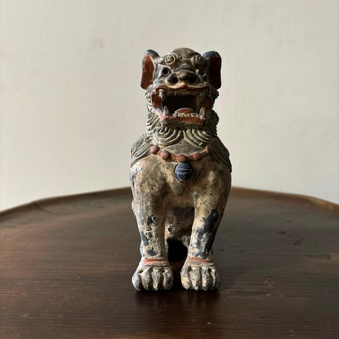 古琉球　壷屋　シーサー　狛犬　アンティーク　骨董信仰　招き猫　福助　古美術　李朝