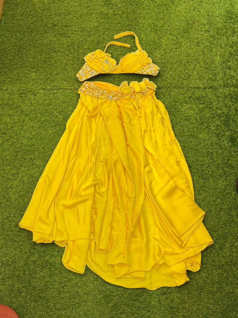 【Emanzaki】ベリーダンス　イマンザキ衣装　ブラ　スカート　イエロー