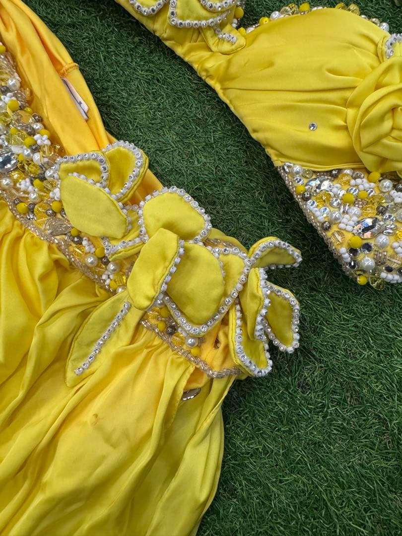 【Emanzaki】ベリーダンス　イマンザキ衣装　ブラ　スカート　イエロー