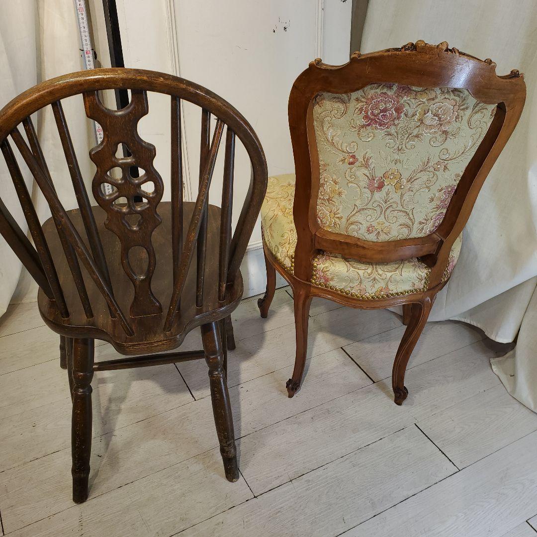 ウィンザーチェアとビクトリアン椅子のセット　アンティーク