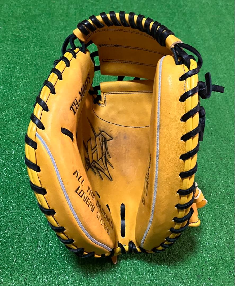 軟式野球 左投 キャッチャーミット ハタケヤマ 捕手 大人 黄色 イエロー