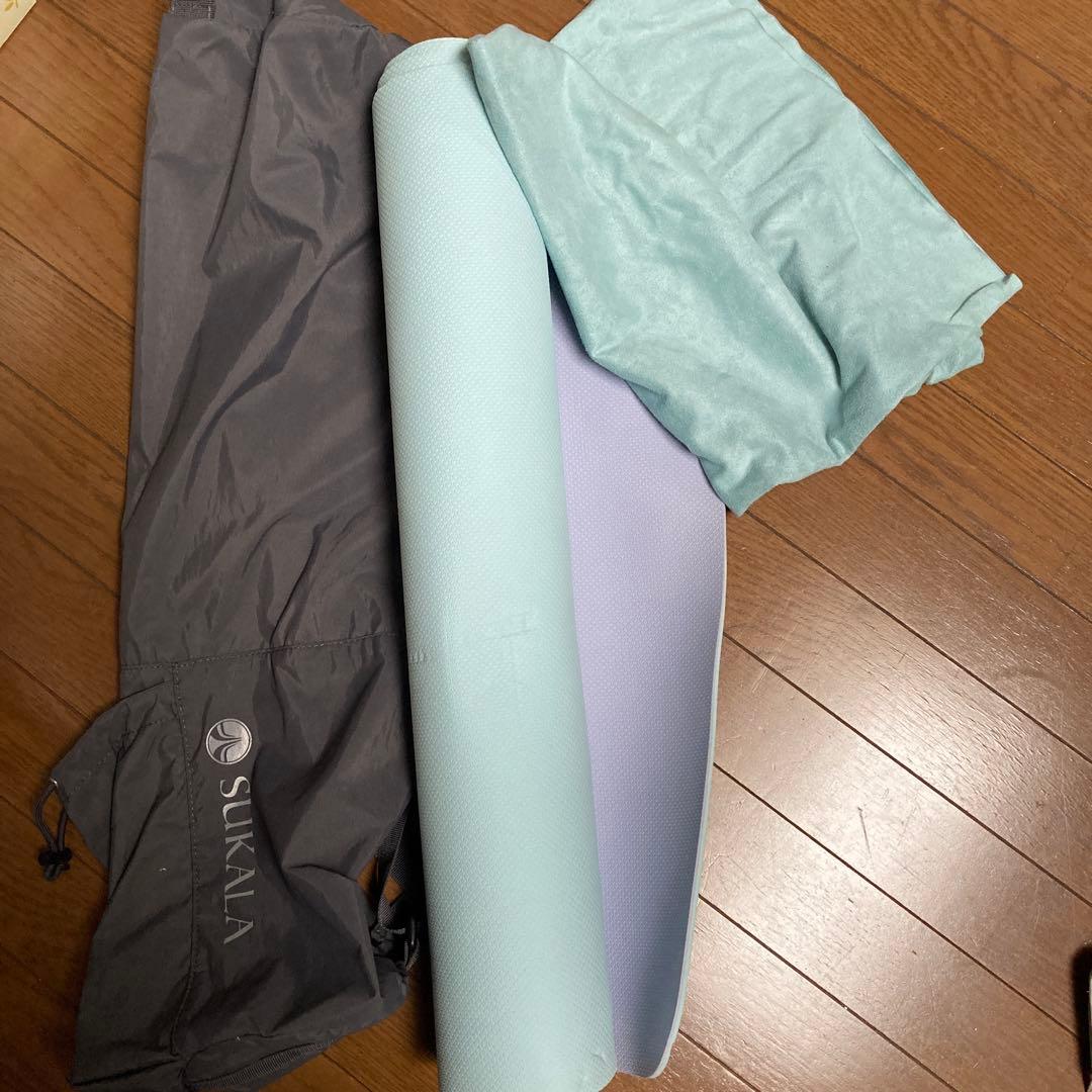 SUKALA ヨガマット ライトブルー 収納袋、ラグ