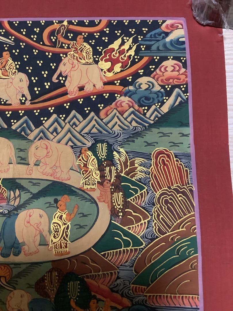 《 チベット密教　新品　1点物 》 手描き　曼荼羅　天国への道　仏画　仏教　g7