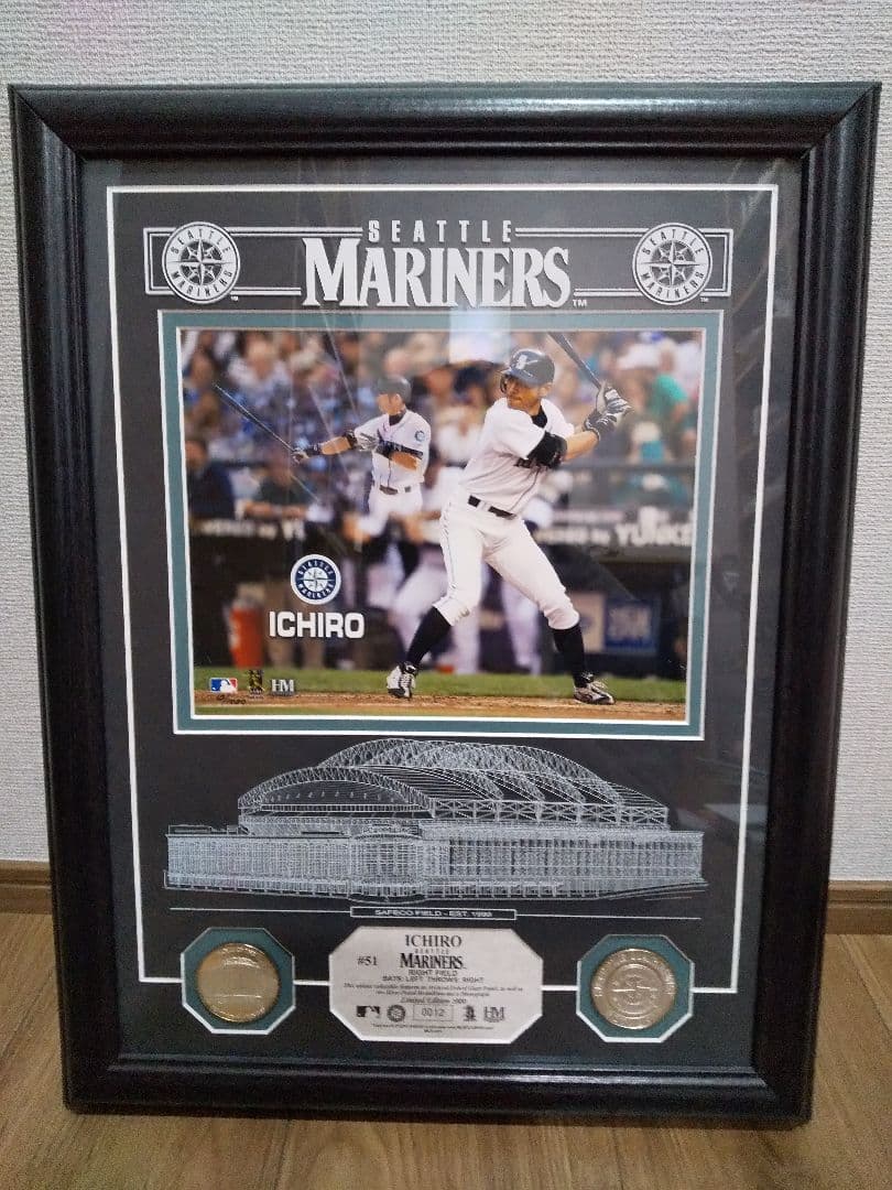 【MLB殿堂入り】イチロー選手のマリナーズ時代の写真付き額縁