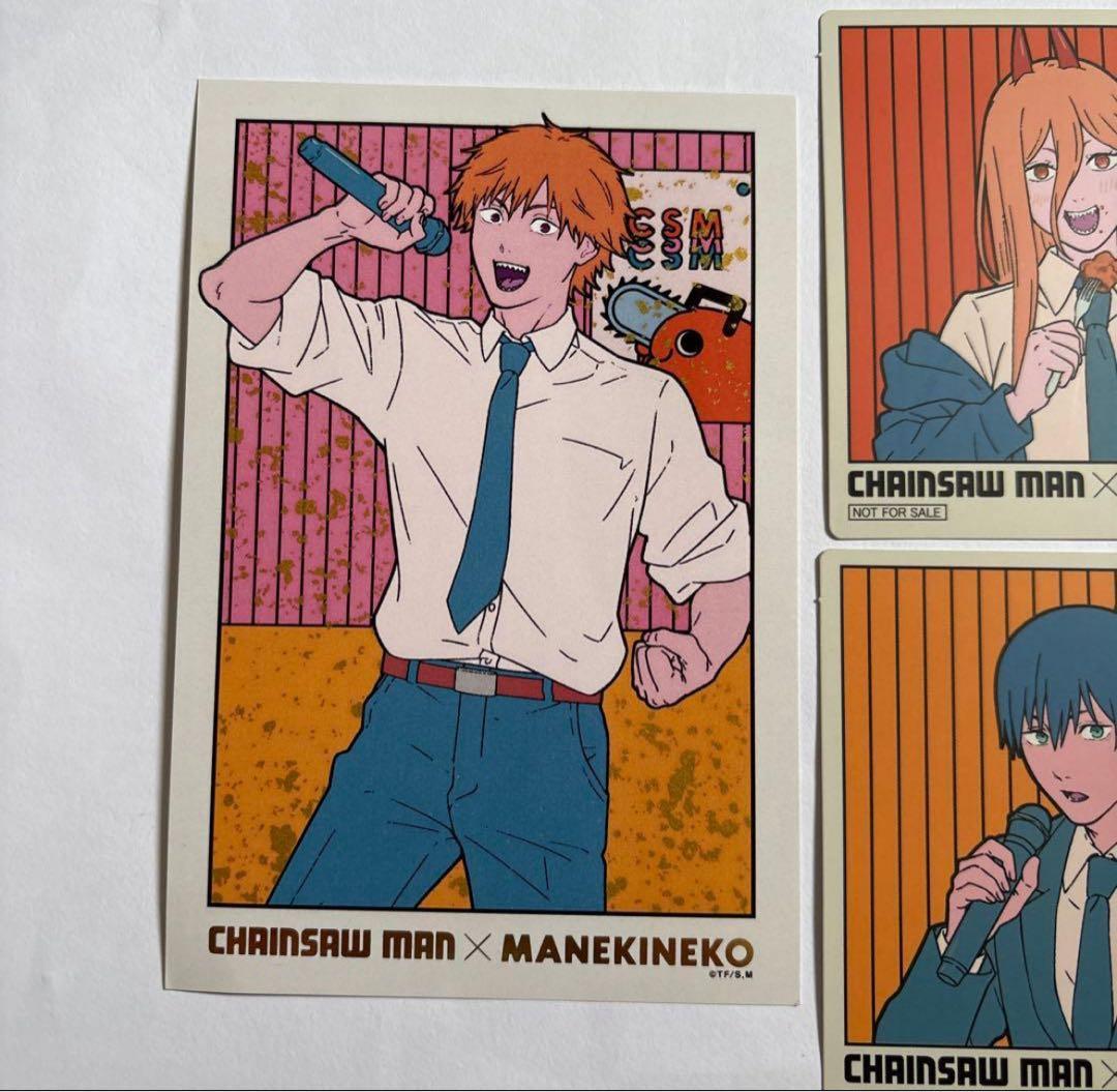 チェンソーマン まねきねこ 箔押しポストカード コースター マキマ デンジ アキ