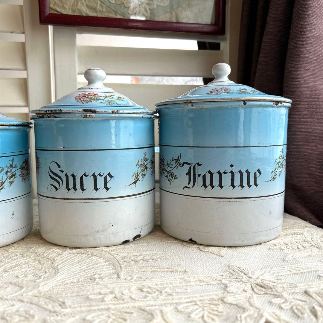 フランスアンティーク　ホーローキャニスター6 個set