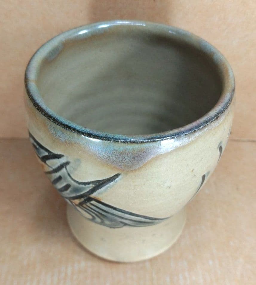 【本物保証】人間国宝 金城次郎 ゴブレット 栞 共箱 美品 やちむん 壷屋焼