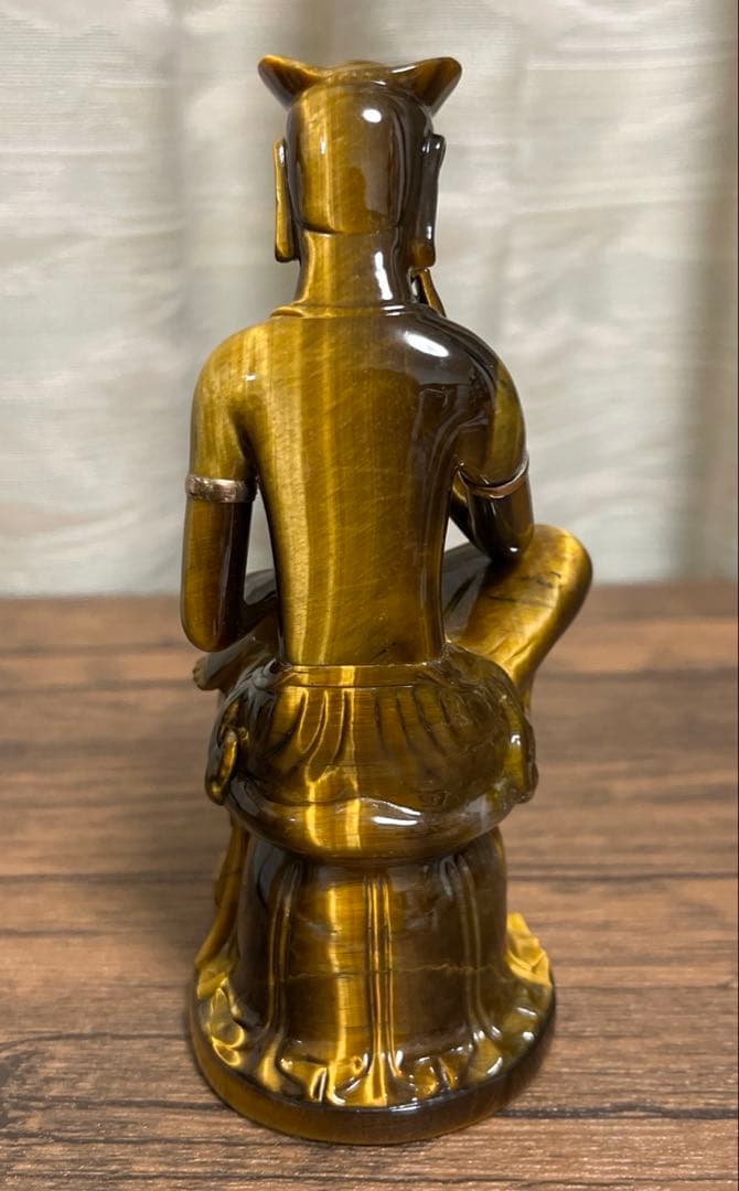 虎目石彫刻　弥勒菩薩　坐像 約12.6㎝