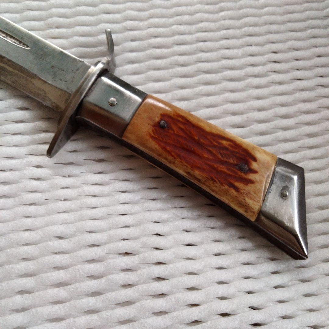 登山ナイフ。鹿の角の持ち手?5ミリ厚の刃。