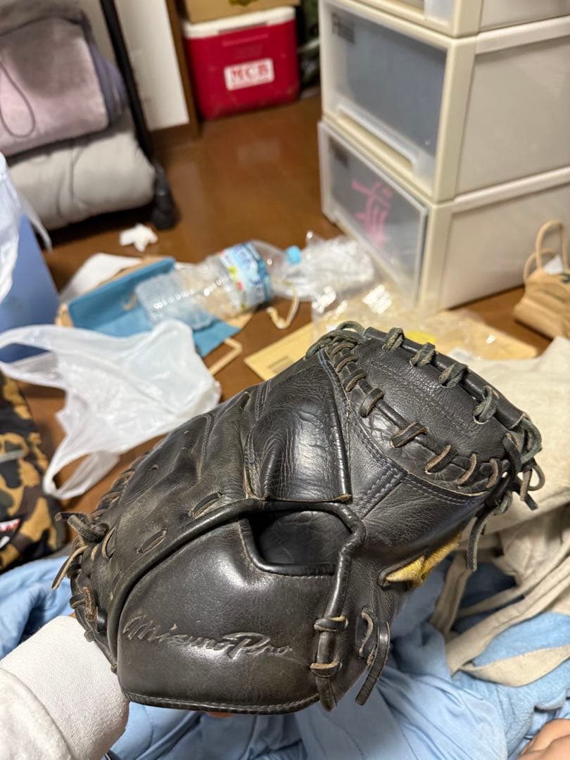 ミズノプロ硬式用キャッチャーミット黒 使用感あり