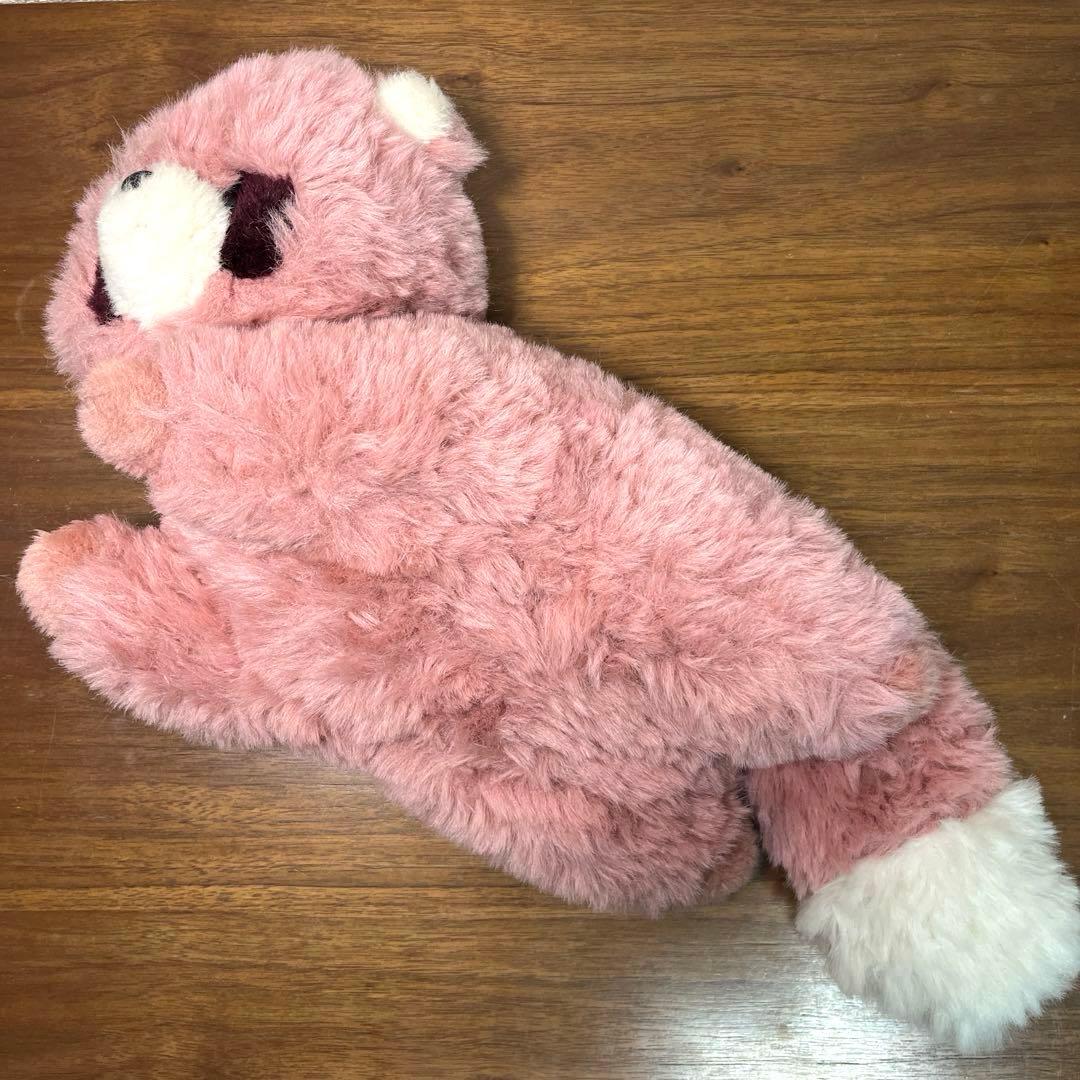 ぬいぐるみの三英 たぬき？　あらいぐま？ ピンク　昭和レトロ　当時物　日本製