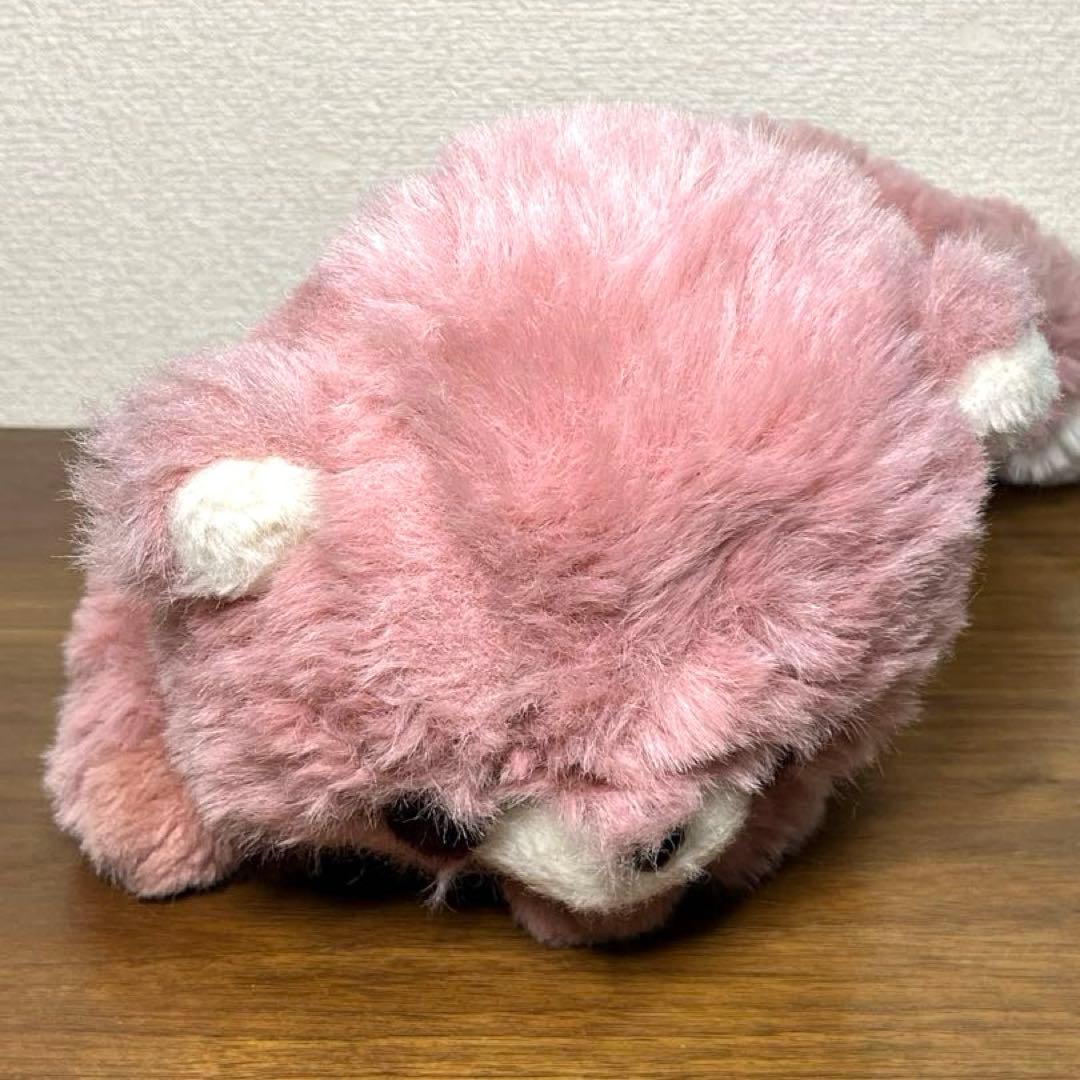 ぬいぐるみの三英 たぬき？　あらいぐま？ ピンク　昭和レトロ　当時物　日本製