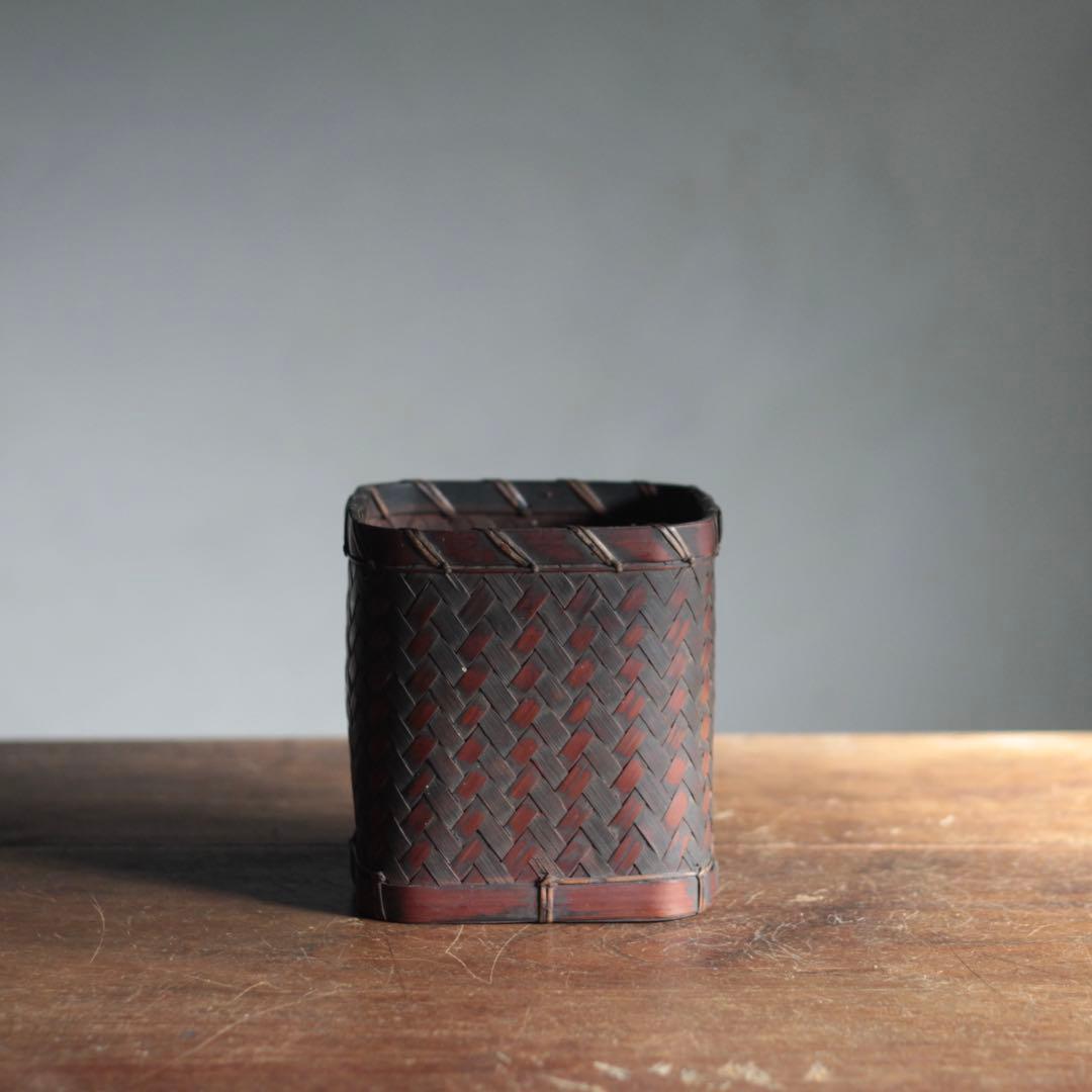 古い 竹編みの 籠 古道具 アンティーク 日本の古道具