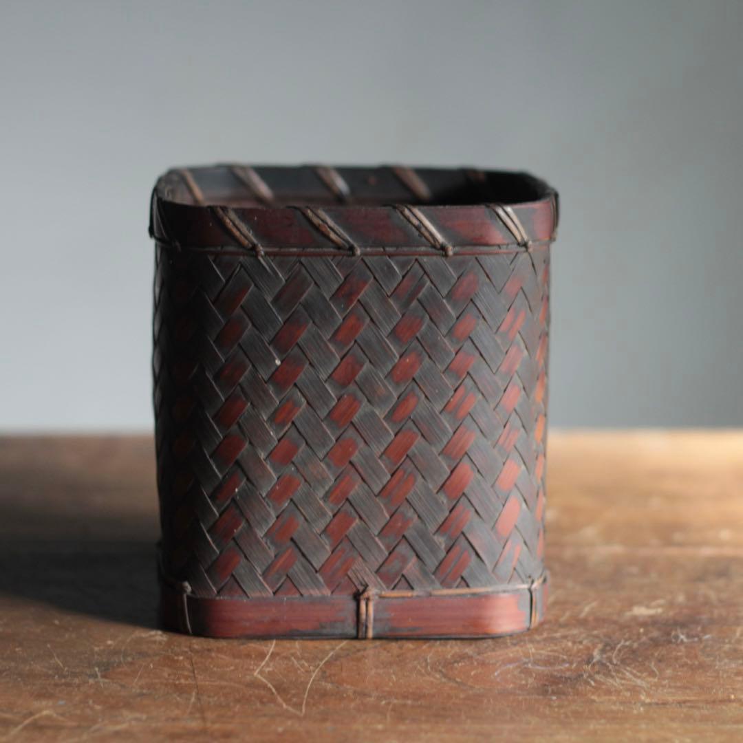 古い 竹編みの 籠 古道具 アンティーク 日本の古道具