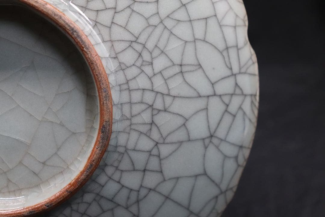 ひび焼　カワセミ紋大皿　送料込み251027