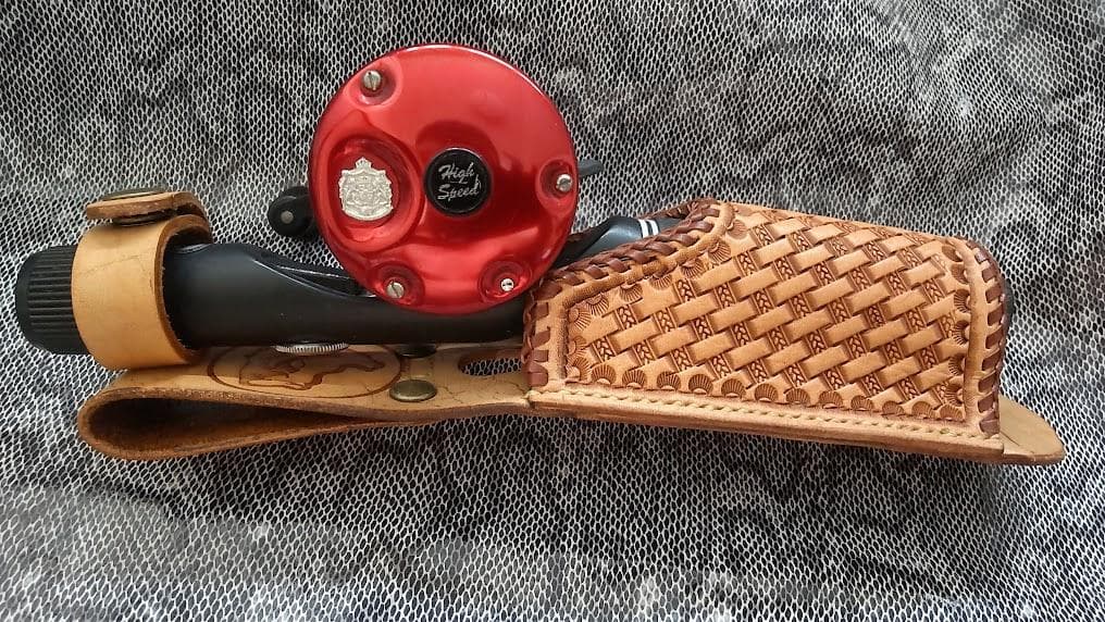 姫路牛本革　ロッドホルダー　ビッグベイトロッド　オールドタックル　フジグリップ等