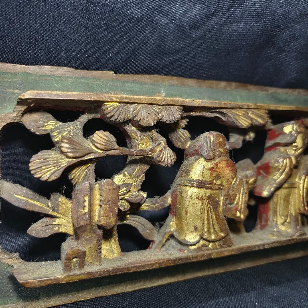 中国清朝骨董 欄間 木彫人物文 古美術 時代物旧家蔵出 蒐集家放出 アンティーク