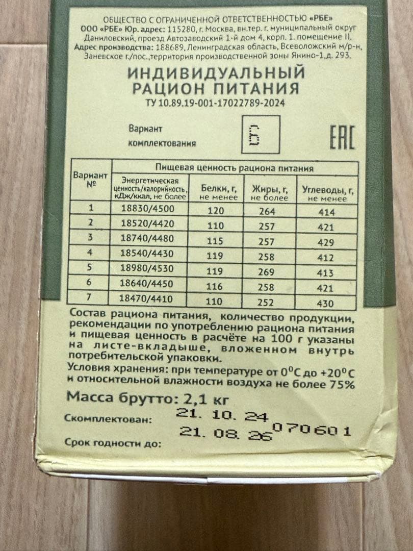 ロシア軍　レーション