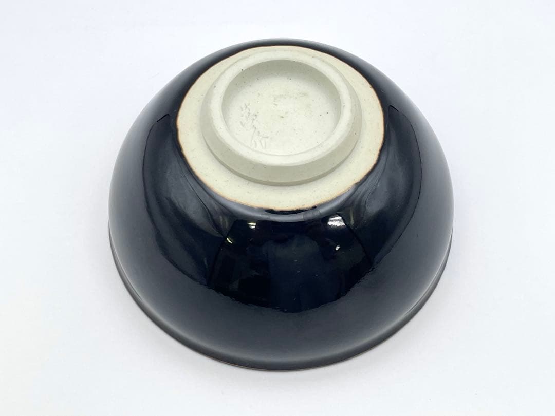 【S】萬二窯　萬二作 天目釉 抹茶碗 茶道具 茶碗 共箱入り