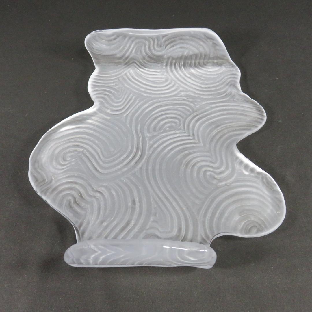 ガラス 皿 飾台 作家物 坂田甚内 2枚 益子