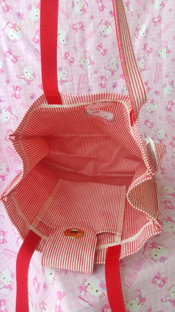 キティ　vivitix　バッグ　財布　がま口　デニム　ローズ　刺繍　レトロ