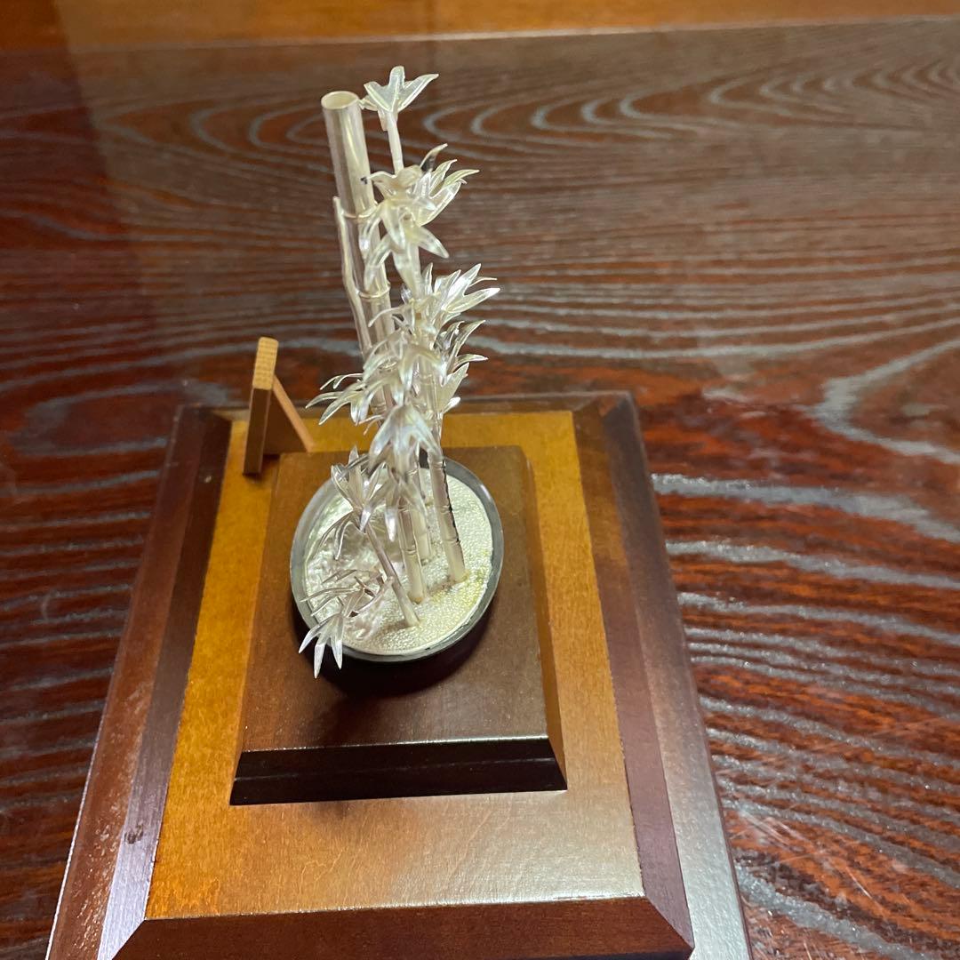 純銀製竹ミニチュア ガラスケース付き