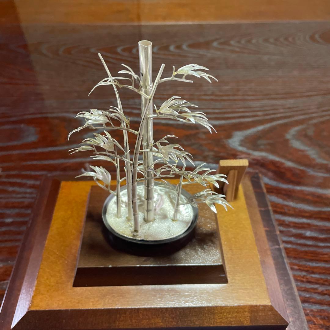 純銀製竹ミニチュア ガラスケース付き