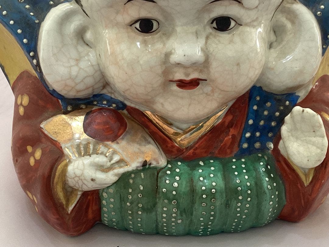 福助人形　磁器製　大正〜昭和初期頃　縁起物　金運招福　骨董　アンティーク