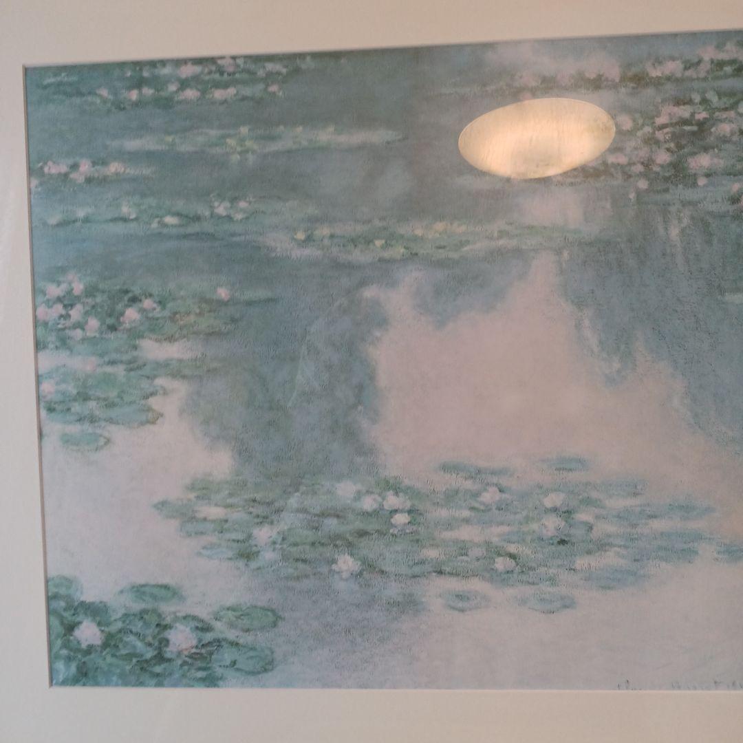 睡蓮 水彩画 大判 金色フレーム　クロード・モネの**『睡蓮』**シリーズ。