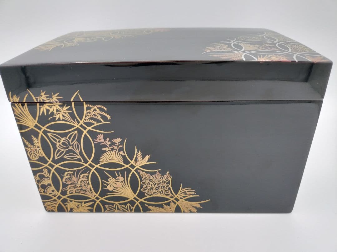 b74 茶箱 七宝四季草花 加賀蒔絵 西村松逸 茶箱 茶道具 古物