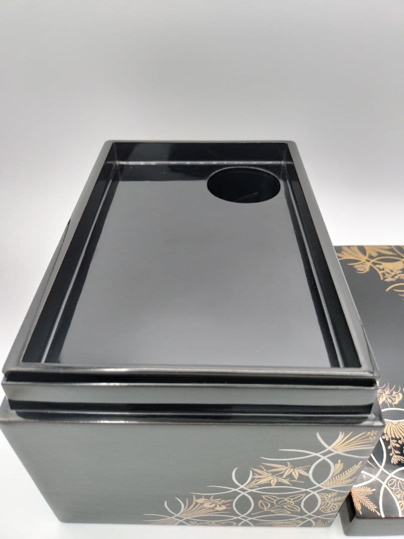 b74 茶箱 七宝四季草花 加賀蒔絵 西村松逸 茶箱 茶道具 古物