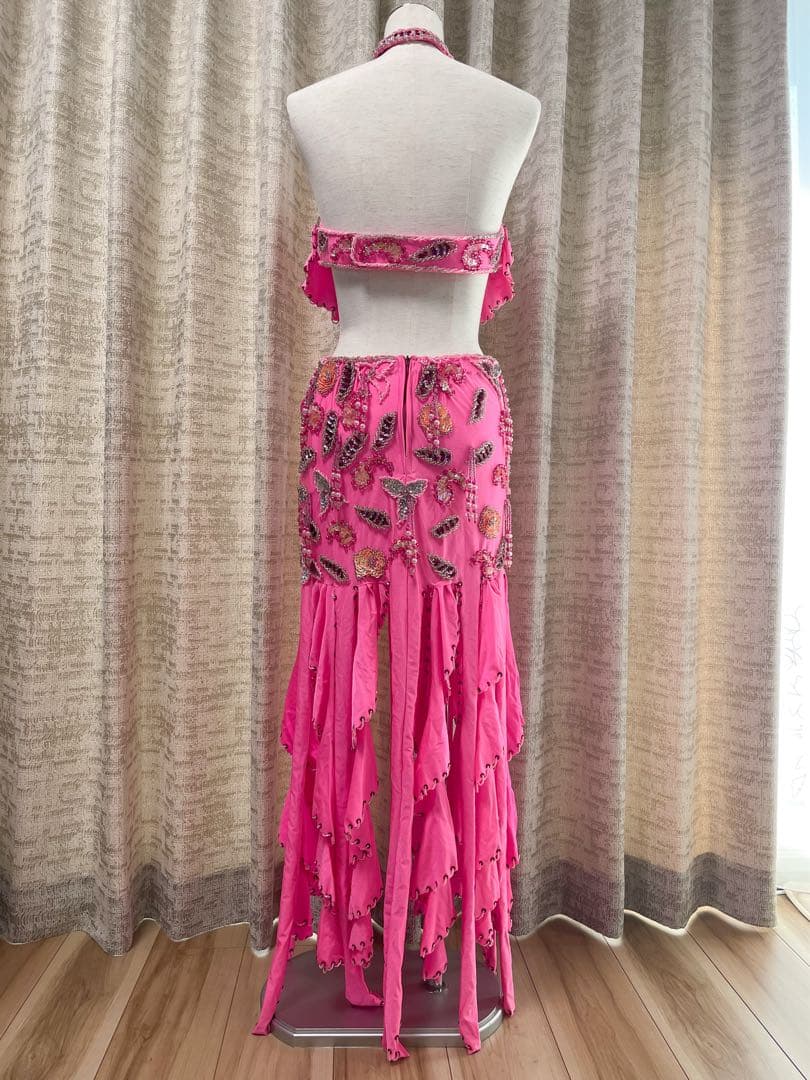 エジプト製ベリーダンス衣装 ピンク ドラムソロ　ミニスカート