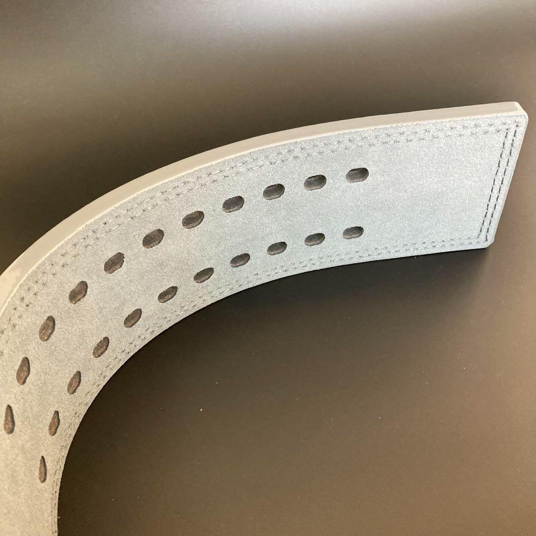 新品 パワーベルト レバーアクション Sサイズ 本革 グレー×ゴールド 可変式