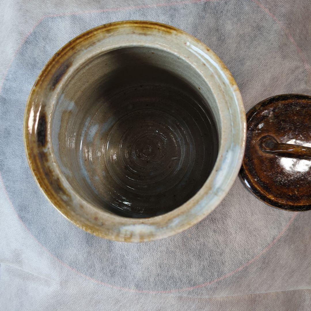 飴釉　蓋付き壺
