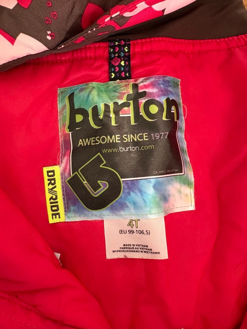 BURTON 子ども用 スキーウェア　上下セット　状態良ピンク　99〜106cm