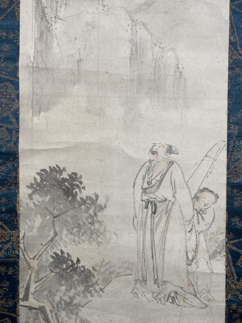 高芙蓉 李白観瀑之図 天外鑑箱 江戸中期篆刻家 儒学者 印聖 掛軸ZK09