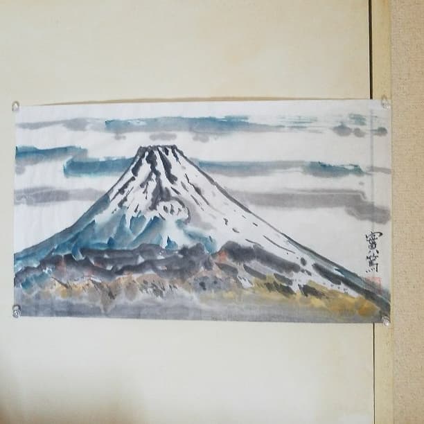 武者小路實篤　富士　紙本　肉筆　捲り