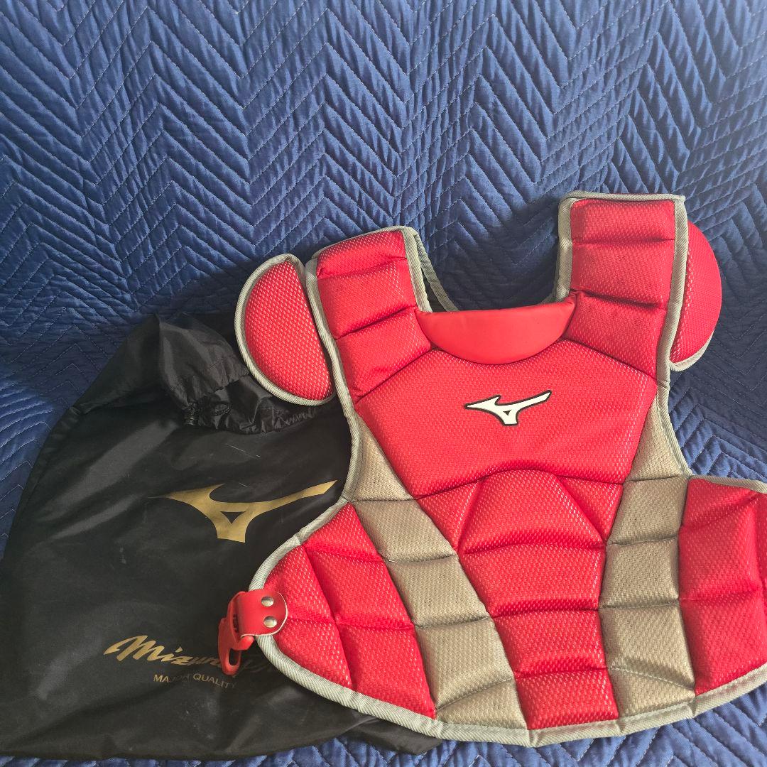 ミズノプロ 赤 軟式用捕手防具セット キャッチャー用ヘルメット
