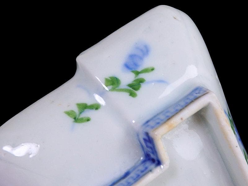 古伊万里　染錦　梅に菊　松に短冊の図　変形長皿　５客　B048AS-CWx