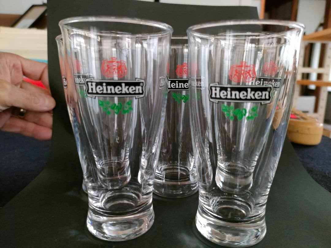 ●【箱付き未使用5客Heinekenハイネケン公式ロゴビアグラス非売品ノベルティ